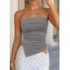 image:imagePRETTYGARDEN Going Out Tube Tops for Women Trendy Summer 2026 Asymmetrical Ruched Strapless Bandeau Shirts Spring ClothesDark Grey