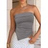 image:imagePRETTYGARDEN Going Out Tube Tops for Women Trendy Summer 2026 Asymmetrical Ruched Strapless Bandeau Shirts Spring ClothesDark Grey