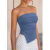image:imagePRETTYGARDEN Going Out Tube Tops for Women Trendy Summer 2026 Asymmetrical Ruched Strapless Bandeau Shirts Spring ClothesDusty Blue