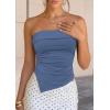 image:imagePRETTYGARDEN Going Out Tube Tops for Women Trendy Summer 2026 Asymmetrical Ruched Strapless Bandeau Shirts Spring ClothesDusty Blue