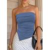 image:imagePRETTYGARDEN Going Out Tube Tops for Women Trendy Summer 2026 Asymmetrical Ruched Strapless Bandeau Shirts Spring ClothesDusty Blue