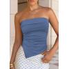 image:imagePRETTYGARDEN Going Out Tube Tops for Women Trendy Summer 2026 Asymmetrical Ruched Strapless Bandeau Shirts Spring ClothesDusty Blue