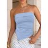 image:imagePRETTYGARDEN Going Out Tube Tops for Women Trendy Summer 2026 Asymmetrical Ruched Strapless Bandeau Shirts Spring ClothesLight Blue