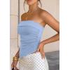 image:imagePRETTYGARDEN Going Out Tube Tops for Women Trendy Summer 2026 Asymmetrical Ruched Strapless Bandeau Shirts Spring ClothesLight Blue