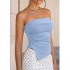 image:imagePRETTYGARDEN Going Out Tube Tops for Women Trendy Summer 2026 Asymmetrical Ruched Strapless Bandeau Shirts Spring ClothesLight Blue