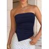 image:imagePRETTYGARDEN Going Out Tube Tops for Women Trendy Summer 2026 Asymmetrical Ruched Strapless Bandeau Shirts Spring ClothesNavy Blue