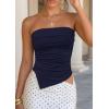 image:imagePRETTYGARDEN Going Out Tube Tops for Women Trendy Summer 2026 Asymmetrical Ruched Strapless Bandeau Shirts Spring ClothesNavy Blue