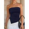 image:imagePRETTYGARDEN Going Out Tube Tops for Women Trendy Summer 2026 Asymmetrical Ruched Strapless Bandeau Shirts Spring ClothesNavy Blue