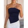 image:imagePRETTYGARDEN Going Out Tube Tops for Women Trendy Summer 2026 Asymmetrical Ruched Strapless Bandeau Shirts Spring ClothesNavy Blue