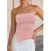image:imagePRETTYGARDEN Going Out Tube Tops for Women Trendy Summer 2026 Asymmetrical Ruched Strapless Bandeau Shirts Spring ClothesPink