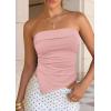 image:imagePRETTYGARDEN Going Out Tube Tops for Women Trendy Summer 2026 Asymmetrical Ruched Strapless Bandeau Shirts Spring ClothesPink