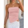 image:imagePRETTYGARDEN Going Out Tube Tops for Women Trendy Summer 2026 Asymmetrical Ruched Strapless Bandeau Shirts Spring ClothesPink