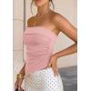 image:imagePRETTYGARDEN Going Out Tube Tops for Women Trendy Summer 2026 Asymmetrical Ruched Strapless Bandeau Shirts Spring ClothesPink