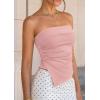 image:imagePRETTYGARDEN Going Out Tube Tops for Women Trendy Summer 2026 Asymmetrical Ruched Strapless Bandeau Shirts Spring ClothesPink