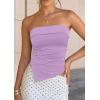 image:imagePRETTYGARDEN Going Out Tube Tops for Women Trendy Summer 2026 Asymmetrical Ruched Strapless Bandeau Shirts Spring ClothesPurple