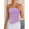 image:imagePRETTYGARDEN Going Out Tube Tops for Women Trendy Summer 2026 Asymmetrical Ruched Strapless Bandeau Shirts Spring ClothesPurple
