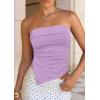 image:imagePRETTYGARDEN Going Out Tube Tops for Women Trendy Summer 2026 Asymmetrical Ruched Strapless Bandeau Shirts Spring ClothesPurple