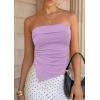 image:imagePRETTYGARDEN Going Out Tube Tops for Women Trendy Summer 2026 Asymmetrical Ruched Strapless Bandeau Shirts Spring ClothesPurple
