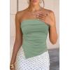 image:imagePRETTYGARDEN Going Out Tube Tops for Women Trendy Summer 2026 Asymmetrical Ruched Strapless Bandeau Shirts Spring ClothesSage Green