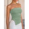 image:imagePRETTYGARDEN Going Out Tube Tops for Women Trendy Summer 2026 Asymmetrical Ruched Strapless Bandeau Shirts Spring ClothesSage Green