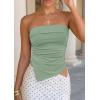 image:imagePRETTYGARDEN Going Out Tube Tops for Women Trendy Summer 2026 Asymmetrical Ruched Strapless Bandeau Shirts Spring ClothesSage Green