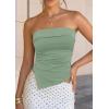 image:imagePRETTYGARDEN Going Out Tube Tops for Women Trendy Summer 2026 Asymmetrical Ruched Strapless Bandeau Shirts Spring ClothesSage Green