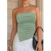 image:imagePRETTYGARDEN Going Out Tube Tops for Women Trendy Summer 2026 Asymmetrical Ruched Strapless Bandeau Shirts Spring ClothesSage Green