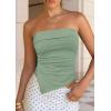 image:imagePRETTYGARDEN Going Out Tube Tops for Women Trendy Summer 2026 Asymmetrical Ruched Strapless Bandeau Shirts Spring ClothesSage Green