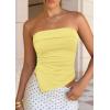 image:imagePRETTYGARDEN Going Out Tube Tops for Women Trendy Summer 2026 Asymmetrical Ruched Strapless Bandeau Shirts Spring ClothesYellow