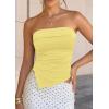 image:imagePRETTYGARDEN Going Out Tube Tops for Women Trendy Summer 2026 Asymmetrical Ruched Strapless Bandeau Shirts Spring ClothesYellow