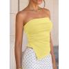 image:imagePRETTYGARDEN Going Out Tube Tops for Women Trendy Summer 2026 Asymmetrical Ruched Strapless Bandeau Shirts Spring ClothesYellow