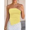 image:imagePRETTYGARDEN Going Out Tube Tops for Women Trendy Summer 2026 Asymmetrical Ruched Strapless Bandeau Shirts Spring ClothesYellow