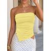 image:imagePRETTYGARDEN Going Out Tube Tops for Women Trendy Summer 2026 Asymmetrical Ruched Strapless Bandeau Shirts Spring ClothesYellow