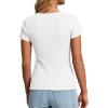image:imagePRETTYGARDEN Henley Shirts for Women 2026 Summer Short Sleeve Tops V Neck Basic Tees Fitted Ribbed Button Up Work ShirtsWhite