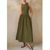 image:imagePRETTYGARDEN Maxi Dresses for Women 2026 Summer Casual Sleeveless Patchwork Flowy Vacation Sundress Knit Long Work Tank DressArmy Green