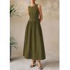 image:imagePRETTYGARDEN Maxi Dresses for Women 2026 Summer Casual Sleeveless Patchwork Flowy Vacation Sundress Knit Long Work Tank DressArmy Green