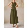 image:imagePRETTYGARDEN Maxi Dresses for Women 2026 Summer Casual Sleeveless Patchwork Flowy Vacation Sundress Knit Long Work Tank DressArmy Green