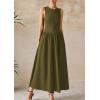 image:imagePRETTYGARDEN Maxi Dresses for Women 2026 Summer Casual Sleeveless Patchwork Flowy Vacation Sundress Knit Long Work Tank DressArmy Green