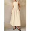 image:imagePRETTYGARDEN Maxi Dresses for Women 2026 Summer Casual Sleeveless Patchwork Flowy Vacation Sundress Knit Long Work Tank DressBeige