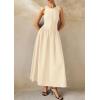 image:imagePRETTYGARDEN Maxi Dresses for Women 2026 Summer Casual Sleeveless Patchwork Flowy Vacation Sundress Knit Long Work Tank DressBeige