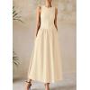 image:imagePRETTYGARDEN Maxi Dresses for Women 2026 Summer Casual Sleeveless Patchwork Flowy Vacation Sundress Knit Long Work Tank DressBeige
