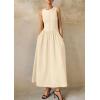 image:imagePRETTYGARDEN Maxi Dresses for Women 2026 Summer Casual Sleeveless Patchwork Flowy Vacation Sundress Knit Long Work Tank DressBeige