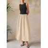 image:imagePRETTYGARDEN Maxi Dresses for Women 2026 Summer Casual Sleeveless Patchwork Flowy Vacation Sundress Knit Long Work Tank DressBeige Black