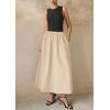 image:imagePRETTYGARDEN Maxi Dresses for Women 2026 Summer Casual Sleeveless Patchwork Flowy Vacation Sundress Knit Long Work Tank DressBeige Black
