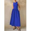 image:imagePRETTYGARDEN Maxi Dresses for Women 2026 Summer Casual Sleeveless Patchwork Flowy Vacation Sundress Knit Long Work Tank DressBlue