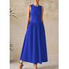 image:imagePRETTYGARDEN Maxi Dresses for Women 2026 Summer Casual Sleeveless Patchwork Flowy Vacation Sundress Knit Long Work Tank DressBlue