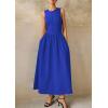 image:imagePRETTYGARDEN Maxi Dresses for Women 2026 Summer Casual Sleeveless Patchwork Flowy Vacation Sundress Knit Long Work Tank DressBlue
