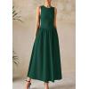 image:imagePRETTYGARDEN Maxi Dresses for Women 2026 Summer Casual Sleeveless Patchwork Flowy Vacation Sundress Knit Long Work Tank DressDark Green