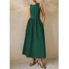 image:imagePRETTYGARDEN Maxi Dresses for Women 2026 Summer Casual Sleeveless Patchwork Flowy Vacation Sundress Knit Long Work Tank DressDark Green