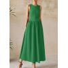 image:imagePRETTYGARDEN Maxi Dresses for Women 2026 Summer Casual Sleeveless Patchwork Flowy Vacation Sundress Knit Long Work Tank DressGreen